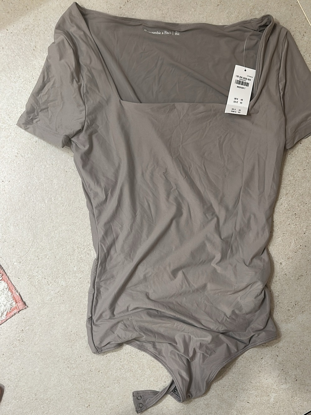 Abercrombie & Fitch Short Sleeve Bodysuit Taupe Medium Tall NWT